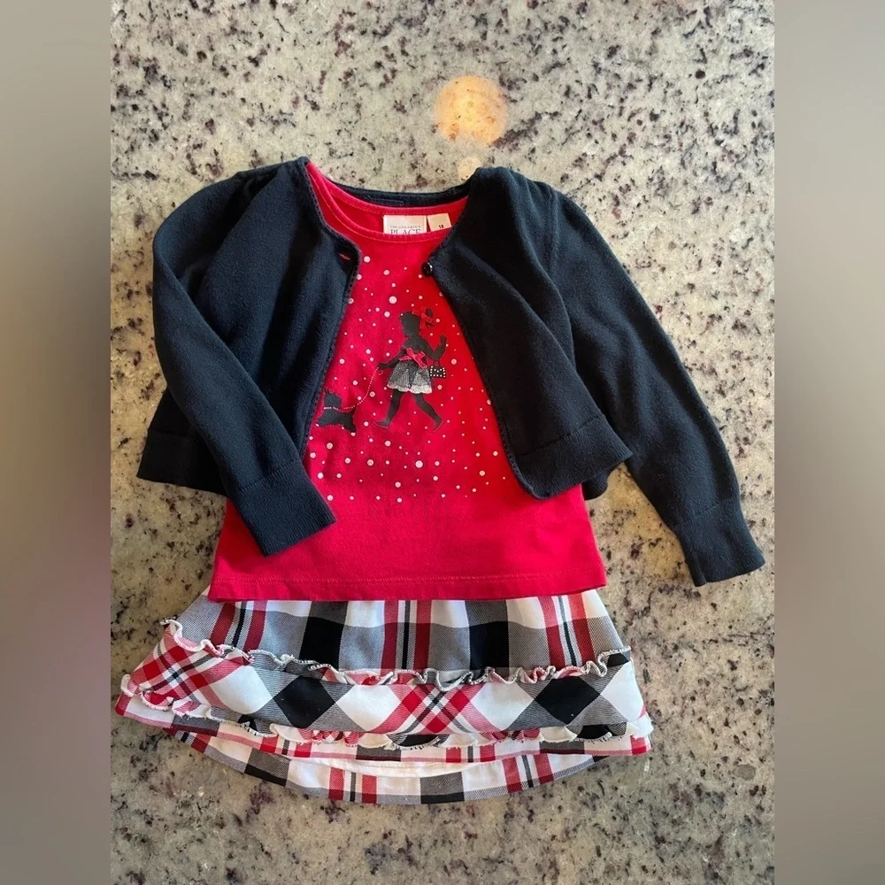 Toddler girls 12 to 18 months, three-piece holiday outfit